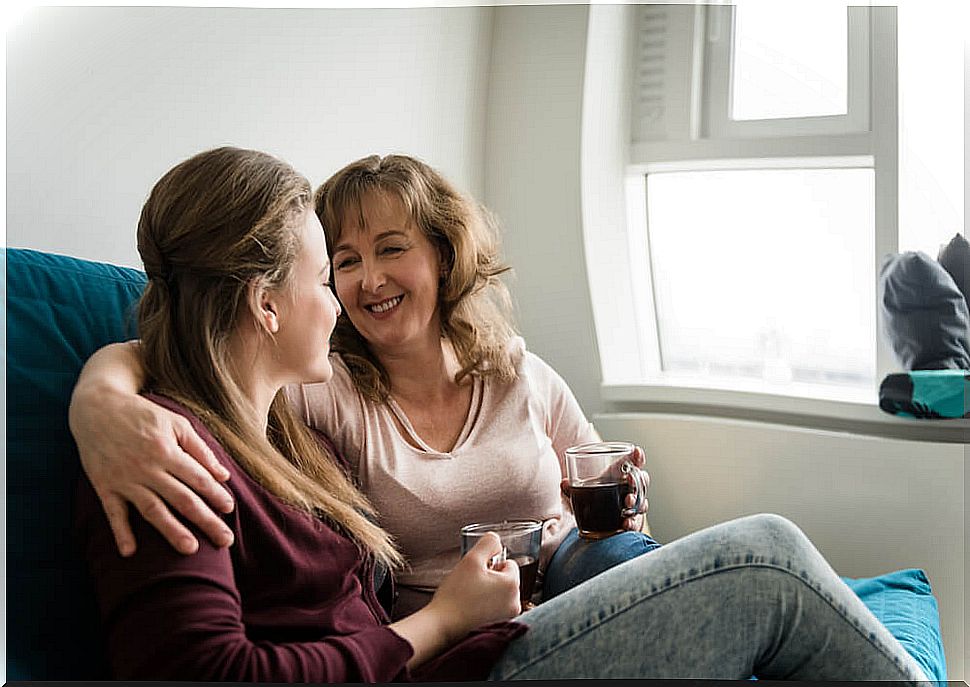 Mother talking with her daughter applying the keys to connect with a teenager.