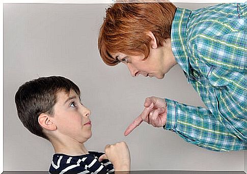 Mother threatening her son with positive or negative punishment.