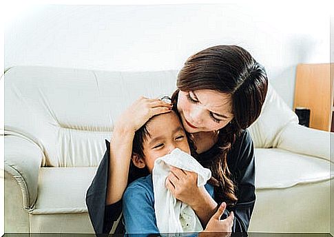 A child with mononucleosis coughs frequently and may have snot.