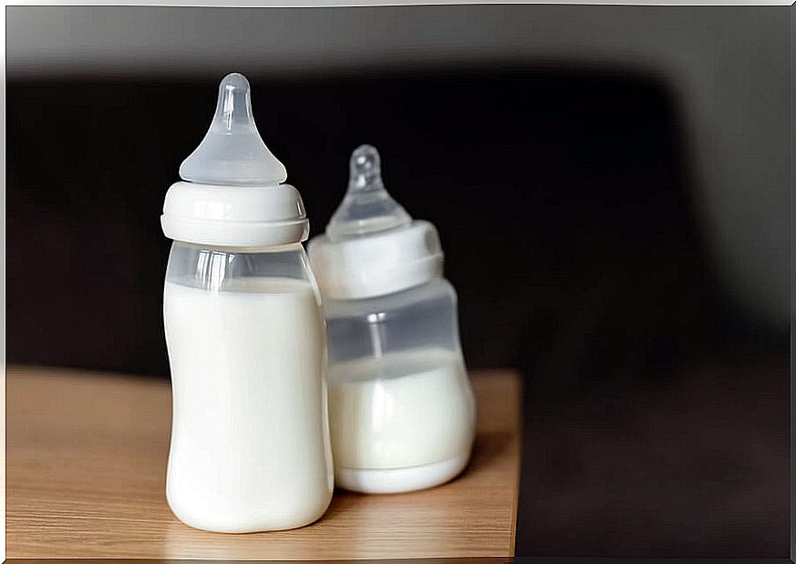 Breast milk bottles.